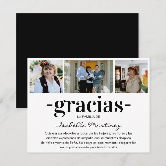 Gracias Simpatia | Spaanse sympathie Foto Collage Bedankkaart (Voorkant / Achterkant)