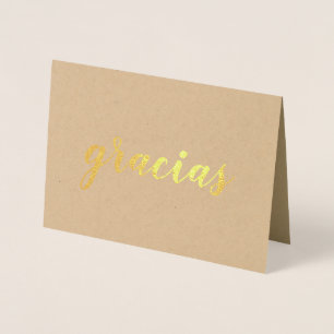 Gracias Spaans Bedankt Brushstroke Script Gold Folie Kaarten