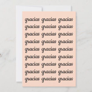 Gracias Spaans Retro Roze Zwart Script Dank u Kaart