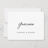 Gracias Spain Simple Black Script Weddenschap Bedankkaart (Voorkant)