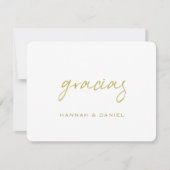 Gracias Spain Simple Gold Script Weddenschap Bedankkaart (Voorkant)