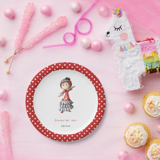 Gracias Spain Theme Sevillana Dancer Papieren Bordje (Feest)