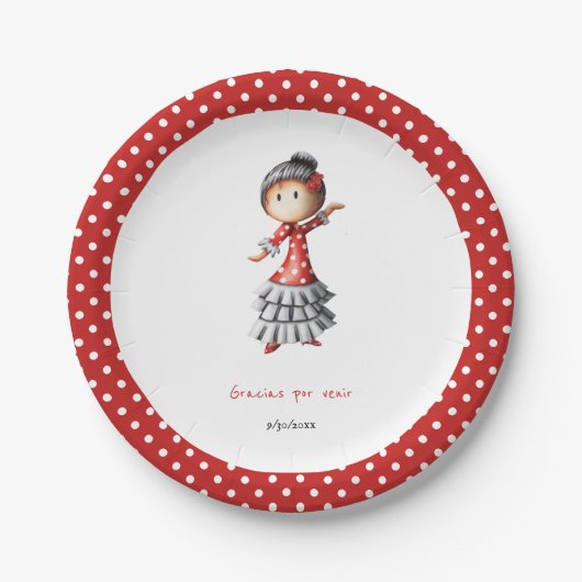 Gracias Spain Theme Sevillana Dancer Papieren Bordje (Voorkant)