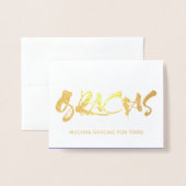 Gracias spanish script bedankt je goud folie kaarten (Voorkant met envelop)