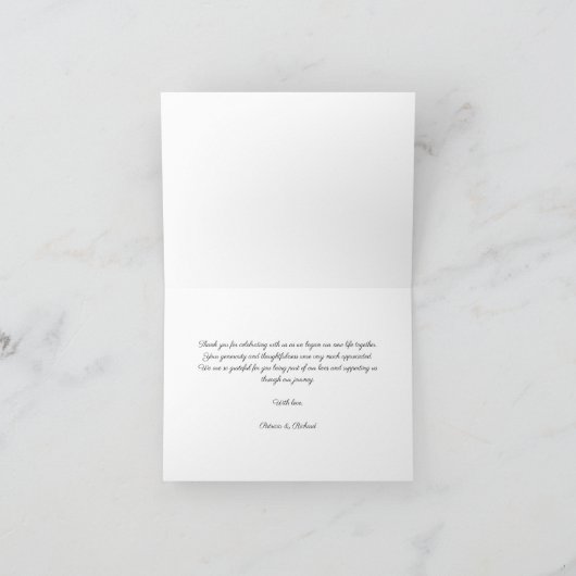 Gracias Stijlvol Script Bruiloft Dank u Foto Bedankkaart (Binnen)