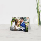 Gracias Stijlvol Script Bruiloft Dank u Foto Bedankkaart (Voorkant)