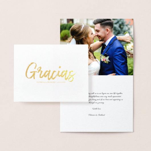 Gracias Stijlvol Script Bruiloft Dank u Foto Folie Kaarten (Display)
