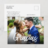 Gracias Stylish Script Weddenschap Foto Briefkaart (Voorkant / Achterkant)