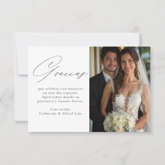 Gracias Tarjeta de agradecimiento de boda Bedankkaart (Voorkant)