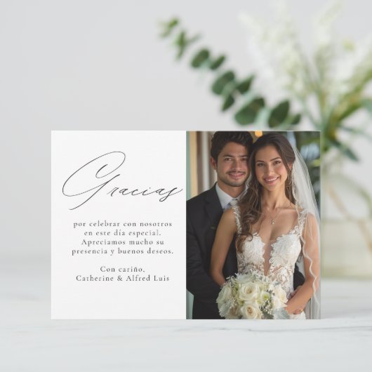 Gracias Tarjeta de agradecimiento de boda Bedankkaart (Staand voorkant)