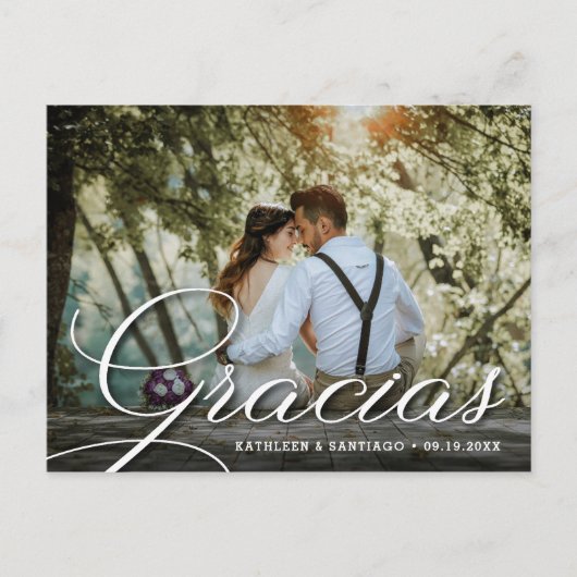 Gracias | Trouwfoto Dank u wel Briefkaart (Voorkant)