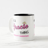 Gracie ding dat je niet zou begrijpen tweekleurige koffiemok (Voorkant links)