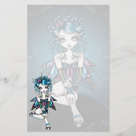 "Gracie" Gothic Couture Swallow Fairy Stationery Briefpapier (Voorkant)