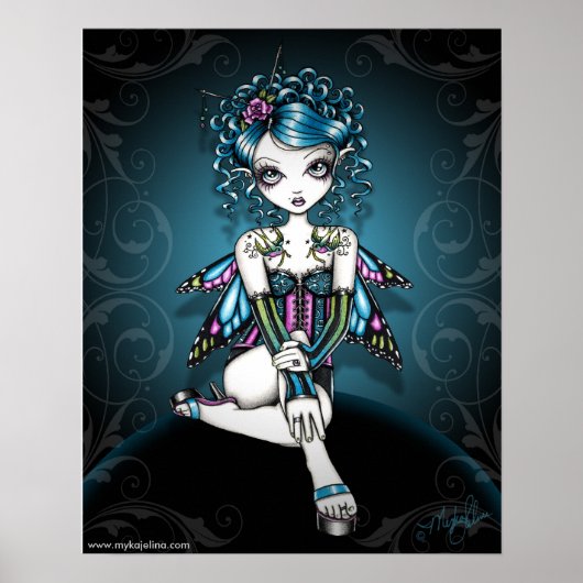 "Gracie" Gothic Couture Swallow Tattoo Fairy Poster (Voorkant)