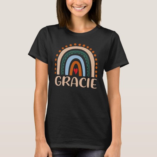 Gracie Name Personalized Funny Women Rainbow Graci T-shirt (Voorkant)