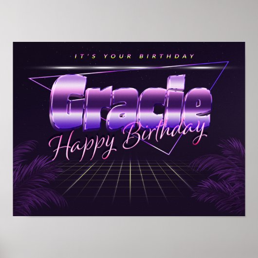 Gracie Name Vorname lila retro Poster Geburtstag (Voorkant)
