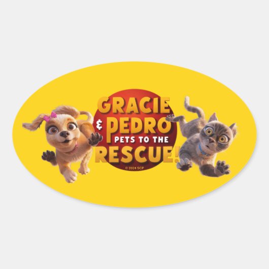 Gracie & Pedro Avontuur wacht op u Ovale Sticker (Voorkant)