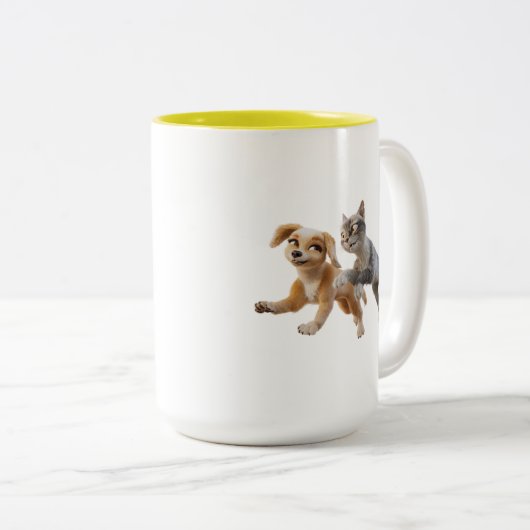 Gracie & Pedro Unleashed Tweekleurige Koffiemok (Voorkant rechts)