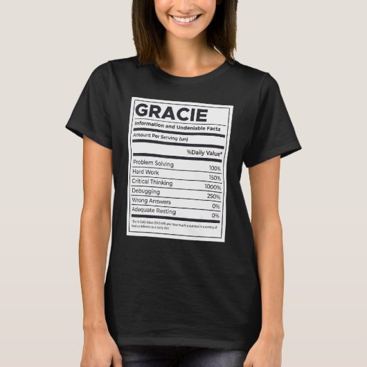 Gracie Voeding Informatie Probleem Oplossen Hard T-shirt (Voorkant)