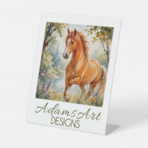 Gracieus kastanjebruin paard bij rivier Aquarel