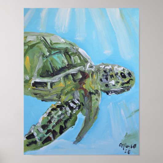 Gracieuse Zeeschildpad Poster (Voorkant)