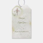 Gracieuze en sprankelende kruisdoop geschenk label cadeaulabel (Voorkant)