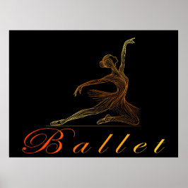 Gracieuze houding van een gouden lijnkunst-balleri poster