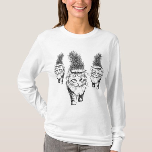 Gracieuze Kattenwandeling T-shirt (Voorkant)