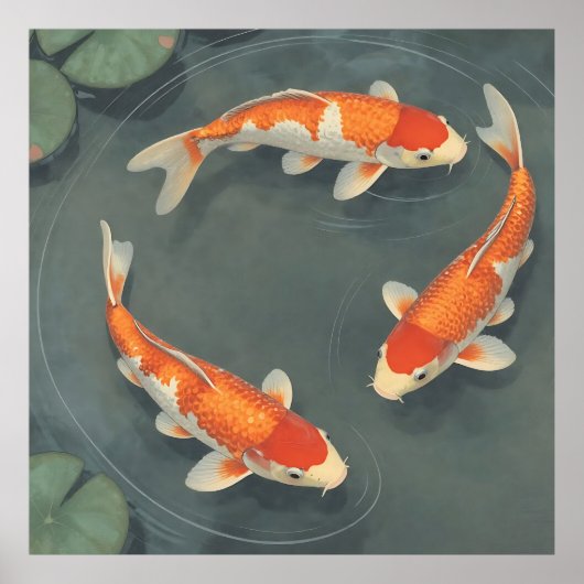 Gracieuze Koi Visvijver Sereniteit Design Poster (Voorkant)