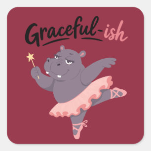 Gracieuze nijlpaard ballerina vierkante sticker