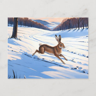 Gracieuze sprongen van de haas: Vol van wintervreu Briefkaart