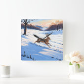 Gracieuze sprongen van de haas: Vol van wintervreu Vierkante Klok (Huis)