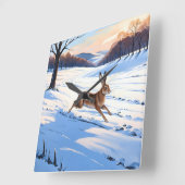 Gracieuze sprongen van de haas: Vol van wintervreu Vierkante Klok (Hoek)