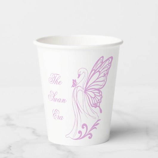 Gracieuze zwaan met vlinder vleugels papieren bekers (Voorkant)
