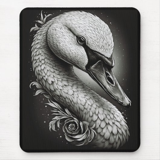 "Gracieuze Zwaan" monochrome muismat (Voorkant)