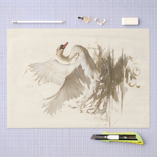  gracieuze zwaan op water tissuepapier (Craft)