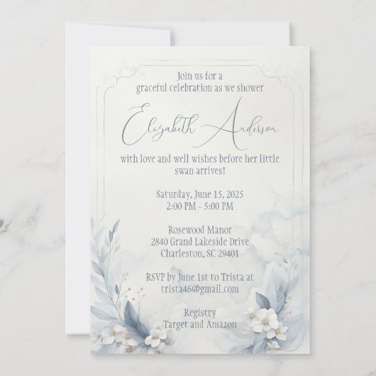 gracieuze zwaan uitnodiging (Achterkant)