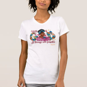 Gracieuze zwarte vrouw met Spirituele inspiratie T-shirt
