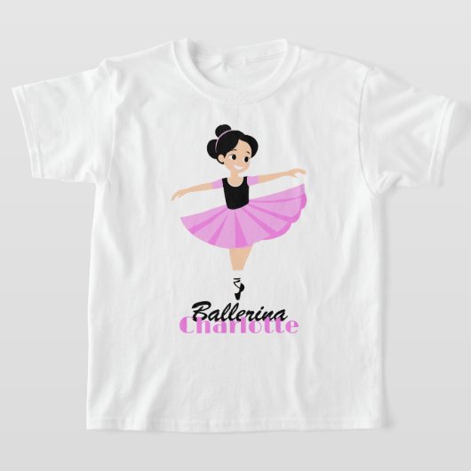 Gracious Happy Soft Pink Ballerina gepersonaliseer T-shirt (Laagn)