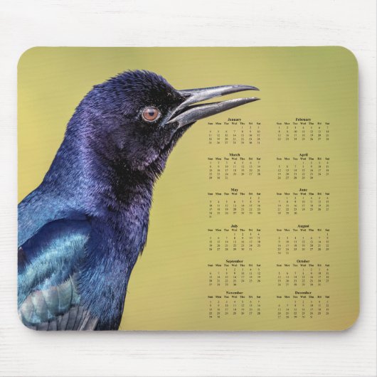 Grackle - Aanpasbare kalender voor het hele jaar 2 Muismat (Voorkant)