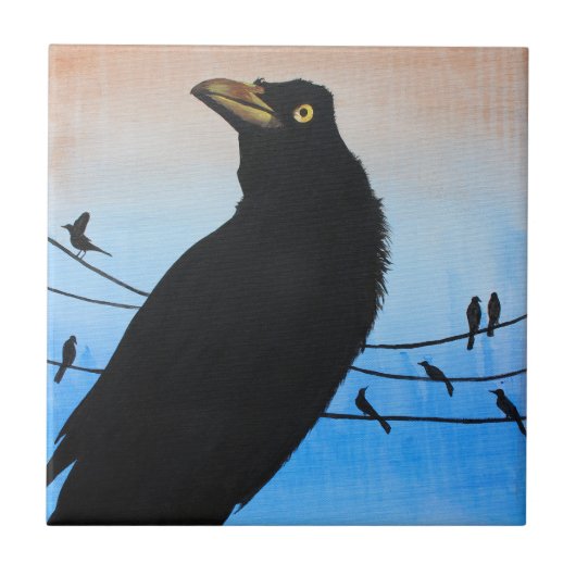 Grackle Austin Texas Bird Avian Wildlife Painting Tegeltje (Voorkant)
