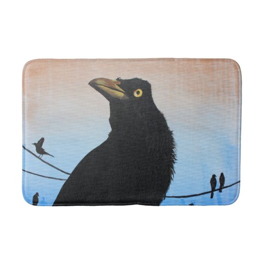 Grackle Austin Texas Bird Natuur Wildlife Painting Badmat (Voorkant)