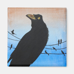 Grackle Austin Texas Bird Natuur Wildlife Painting Magneet