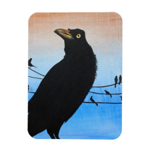 Grackle Austin Texas Bird Natuur Wildlife Painting Magneet