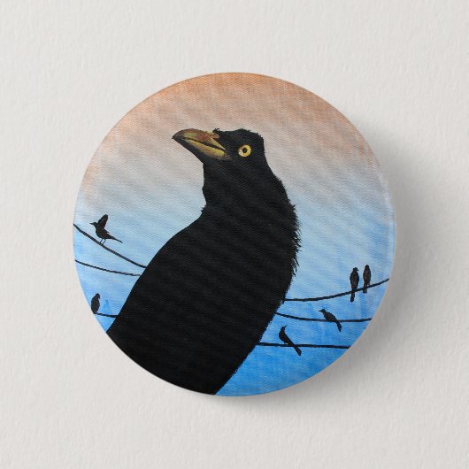 Grackle Austin Texas Bird Natuur Wildlife Painting Ronde Button 5,7 Cm (Voorkant)