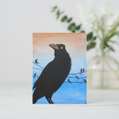 Grackle Austin Texas Black Bird Wildlife Painting Briefkaart (Staand voorkant)