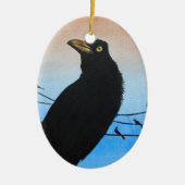 Grackle Austin Texas Black Bird Wildlife Painting Keramisch Ornament (Voorkant)