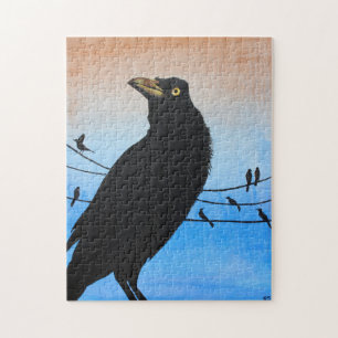 Grackle Austin Texas Black Bird Wildlife Painting Legpuzzel