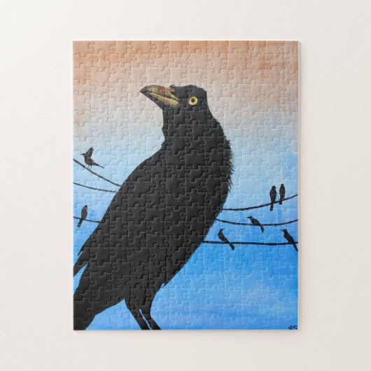Grackle Austin Texas Black Bird Wildlife Painting Legpuzzel (Verticaal)
