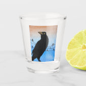 Grackle Austin Texas Black Bird Wildlife Painting Shot Glas (Voorkant)